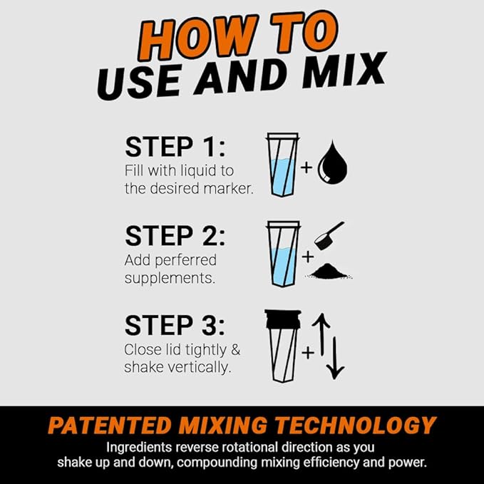 HELIMIX 1.5 Vortex Blender Shaker Bottle Holds Upto 20oz | No Blending Ball or Whisk | USA Made | Portable Pre Workout Whey Protein Drink Shaker Cup | Mixes Cocktails Smoothies Shakes | Top Rack Safe