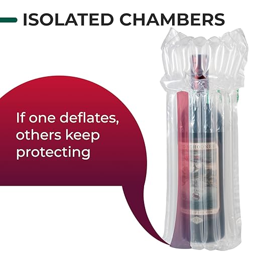 IDL Packaging Inflated Wine Bags for Travel, Pack of 3 - Reusable Air Column Bags for up to 750 ml Bottles - Wine Bottle Protector for Packing, Travel and Shipping - Glass Cushioning