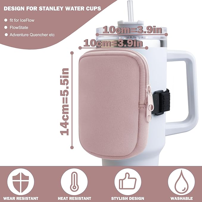 Water Bottle Pouch for Stanley 40 oz Tumbler with Handle - Gym Accessories for Women, Cup Belt Bag Compatible with Stanley/Simple Modern Tumbler Accessories