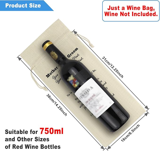 Mother of the Groom Gifts from Bride Wine Bag Wedding Gifts for Mother in Law Groom's Mom Decorative Wine Bottle Bag Engagement Bridal Shower Appreciation Gift for Mother of the Groom