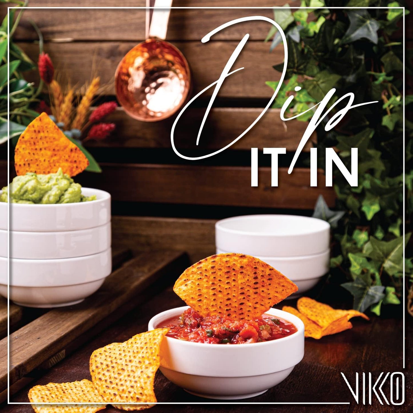 Vikko Small 7 Ounce White Bowl, Set of 4 White Dessert Bowls, Fine Porcelain, Stackable Small Snack Bowl, Dishwasher Safe