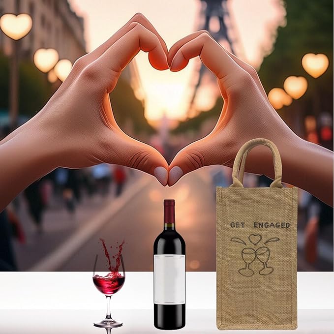Jute Burlap Double Bottle Wine Gift Tote Bags with Soft Cotton Handles Reusable for Wedding, Parties,Birthdays