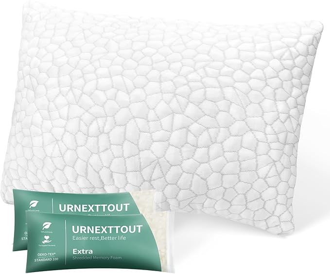 High Cooling Pillow for Hot Sleepers Bed Pillow for Side Sleepers Memory Foam Neck Pillow Queen Pillow with 2 Extra Fill