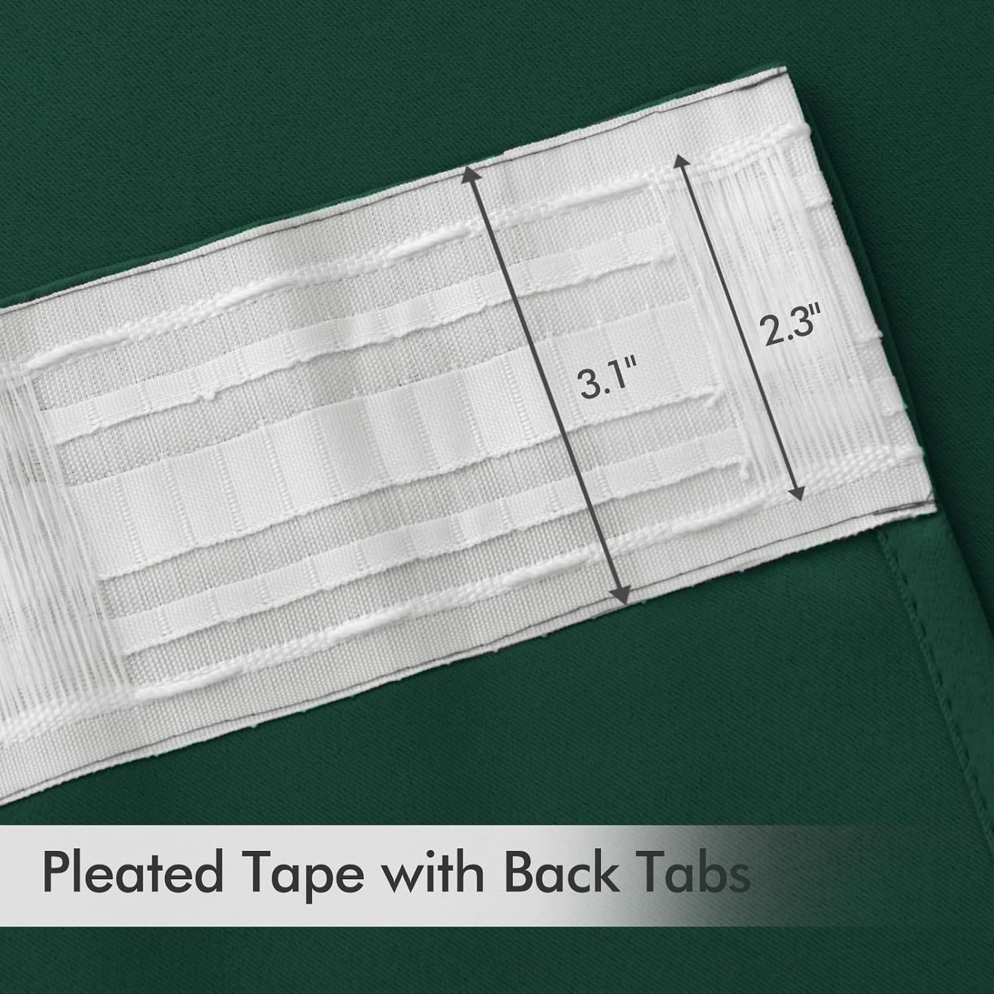 MIULEE Hunter Green Back Tab Blackout Curtains 120 Inch Long 2 Panels Set for Living Room Bedroom, Rod Pocket/Pinch Pleated Extra Long Thermal Insulated Room Darkening 10FT Window Drapes