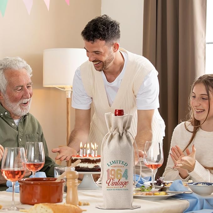 60th Birthday Decorations for Women Men, 60th Birthday Gifts for Women Her Wine Bag, Funny Wine Gift Bag 60th Birthday Gifts, 60th Birthday Wine Bag, 60 Year Old Birthday Gift Anniversary Favors