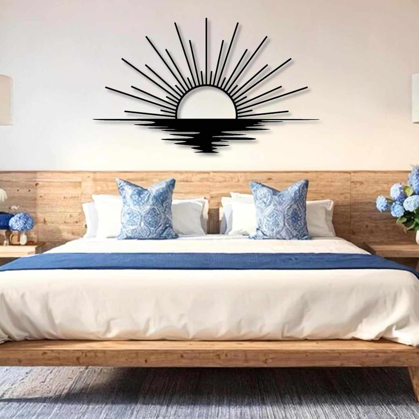 Sunrise Metal Wall Art, Metal Sun Wall Decor, Metal Sun Outdoor Decor, Large Metal Sun Wall Art, Sun Wall Art, Boho Sun Wall Art, Sunshine Metal Sign, Living Room Bedroom Wall Hangings (Gold, 47"x 27"| 120x71cm)