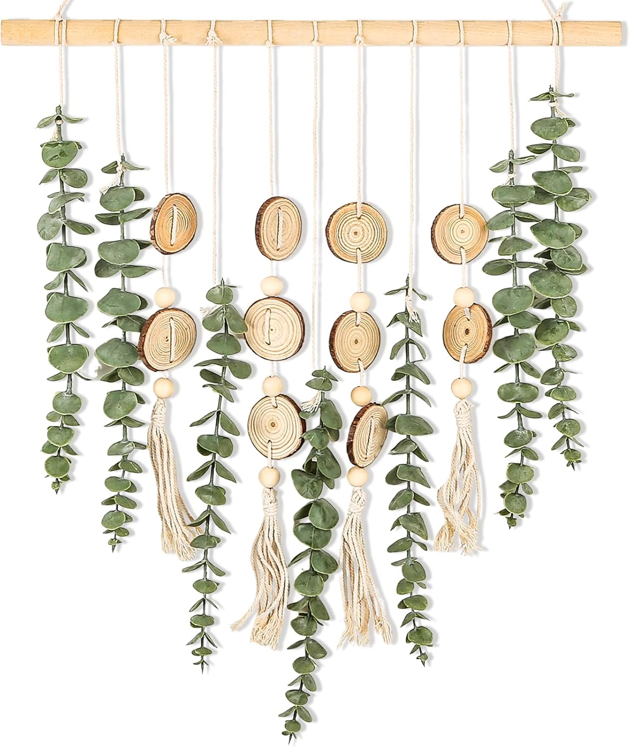 Artificial Eucalyptus Wall Decor Fake Greenery Leaves Stems Home Decor Wall Hanging Plants Boho Rustic Farmhouse Decor for Bedroom Kitchen Dining Room Livingroom Bathroom Livingroom (Small)