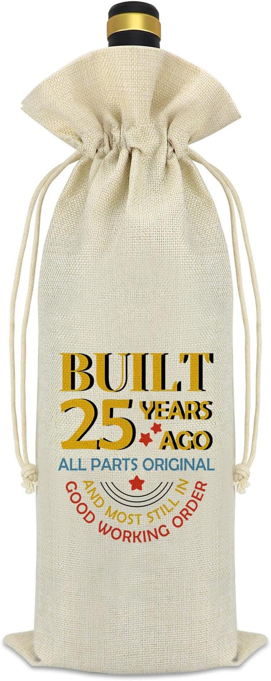 Funny 25th Birthday Gifts for Friends Birthday Party Wine Bag 25 Years Old Birthday Gift for Daughter Son Sister Brother Nieces Nephews 25th Anniversary Birthday Gifts for Women Men Wine Bottle Bag