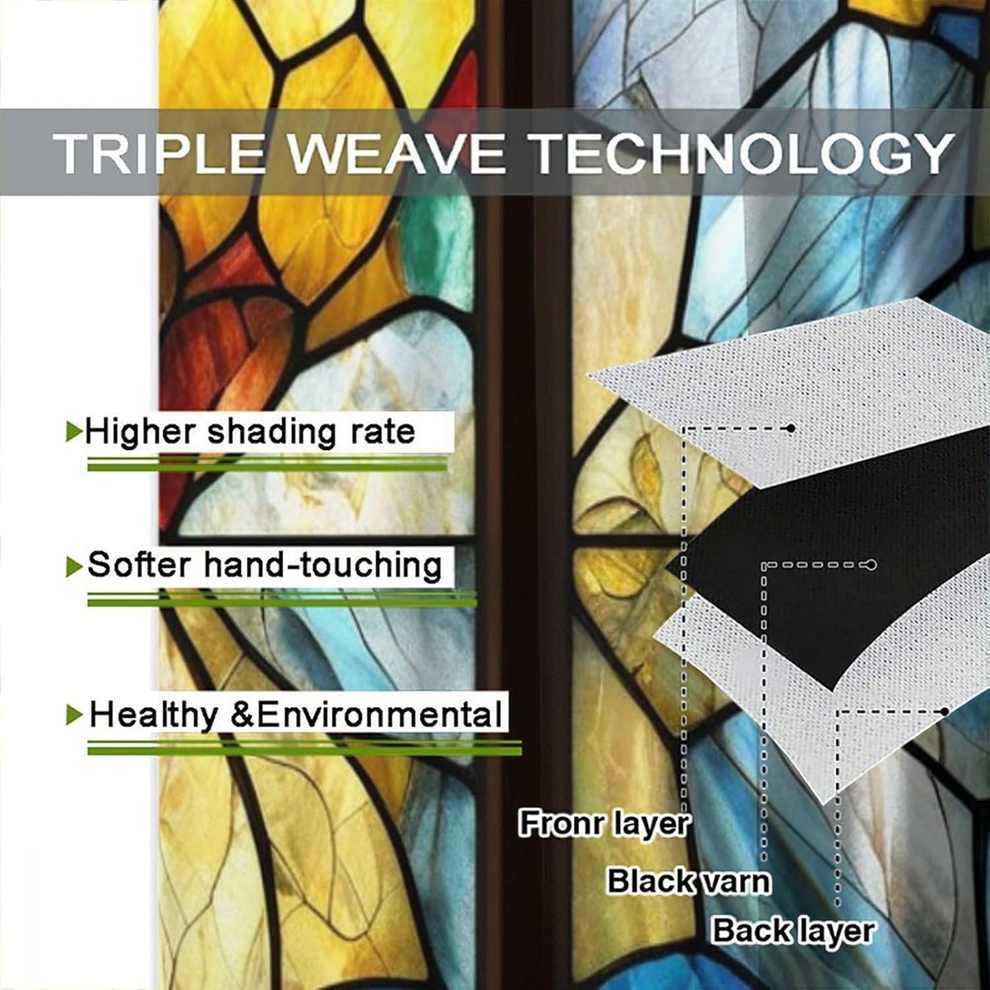 Stained Glass Curtains,Retro Abstract Colorful Art Home Decor Drapes for Bedroom Living Room Kitchen Window Treatment 2 Panels Set Total Size 42" W X 45" L Inch