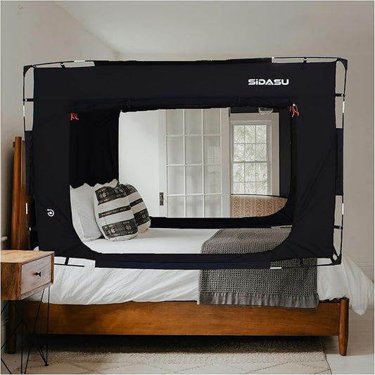 Bed Tent Bed Canopy Twin Size-Portable Sleeping Tent with 3 Doors - 70% Blackout, Breathable - Private Space Tent for Bed-75in x 40in x 47in (Mattress Not Included)
