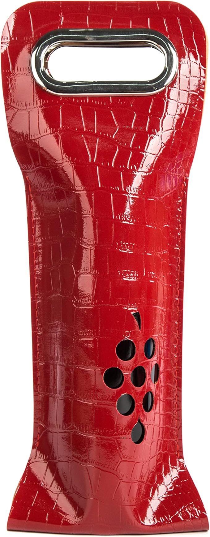 Leather Wine Bag with Handles Reusable Wine Carrier Bag Carrier Tote PU Leather Wine Gift Bag for Party Picnic Travel for Wine Lover Color Red with Pattern 1 Bottle
