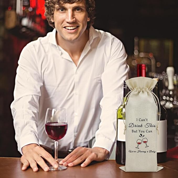 Pregnancy Announcement Gifts for Husband Wine Bag New Dad Gifts from Wife Baby Reveal Gifts for Husband Wine Bottle Decoration Bag Dad to Be Father's Day Gift Wine Accessories Gifts for Wine Lovers