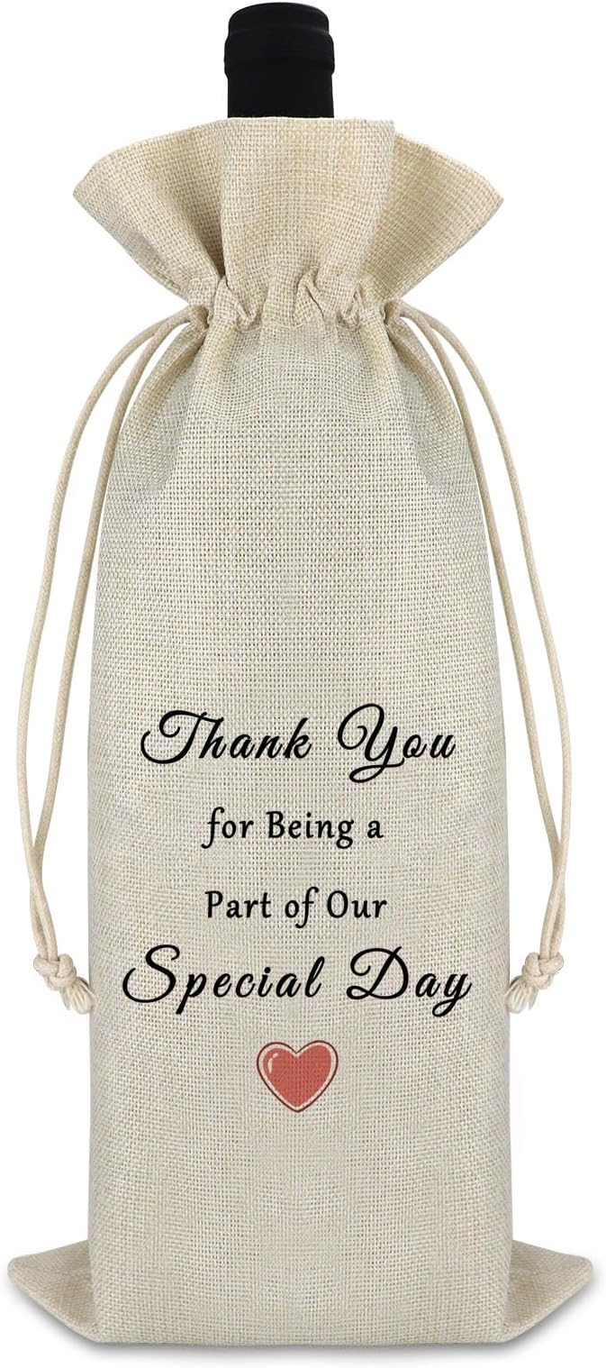 Wedding Wine Gift Bag Thank You Gift for Bridesmaid Best Men Family Member Proposal Engagement Gift for Women Wine Bags Graduation Birthday Gift for Friends Cotton Burlap Wine Wrap Bag Valentine Gift