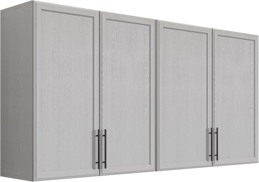FIMELLO 59" Laundry Room Cabinets Wall Mounted, Kitchen Wall Cabinet with Adjustable Shelf, Wall Cabinets with Doors for Laundry Room, Upper Cabinets for Bathroom, Gray