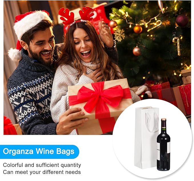 uxcell Wine Bags, 12pcs White 5 x 4 x 14 In Wine Gift Bags with Rope Handles Paper Wine Tote Bag for Wedding Birthday Christmas Party Supplies