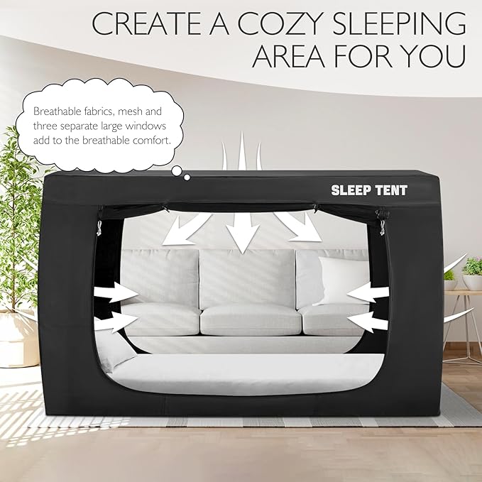 BORNA Bed Tent Bed Canopy Bunk Twin Size for Adult and Kids,Portable Sleeping Tents Dream Tents Indoor for Kids and Adult, Breathable Privacy Space on Bed with Three Doors (Mattress Not Included)