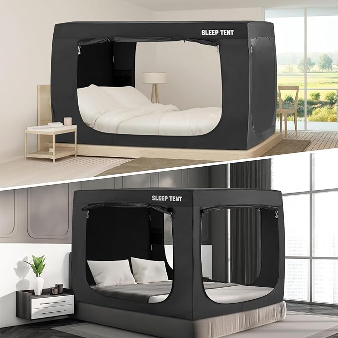 BORNA Bed Tent Bed Canopy Full Size for Adult and Kids,Portable Sleeping Tents Dream Tents Indoor for Kids and Adult, Breathable Privacy Space on Bed with Three Doors (Mattress Not Included)