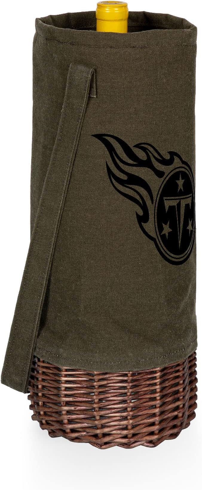 PICNIC TIME NFL Unisex-Adult NFL Malbec Insulated Canvas and Willow Wine Bottle Basket