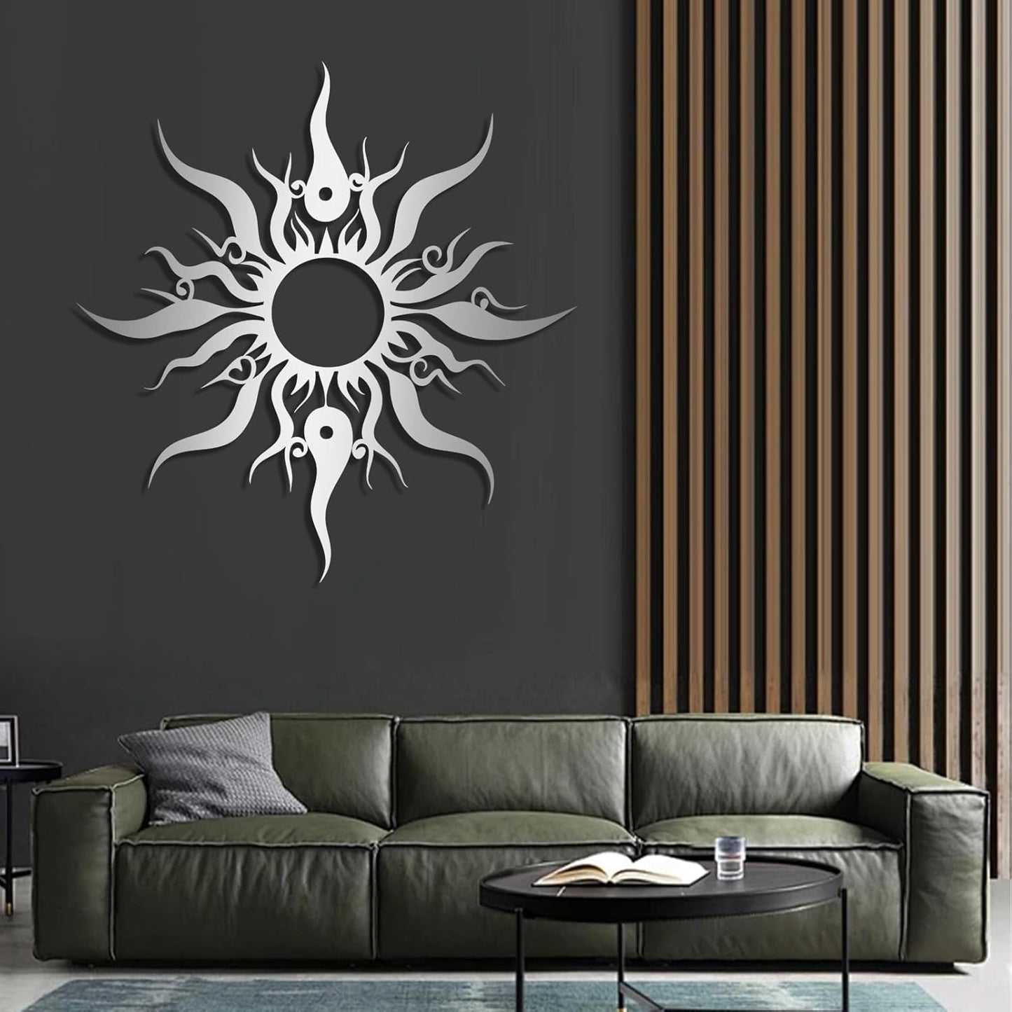 Hotuijxca Metal Wacky Sun Wall Art, Wacky Sun Metal Decor for Livingroom, Bedroom (Black, 28"x27"/70x67cm, metal wall art)