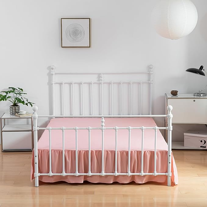 Bed Skirt Queen Size Ruffled Bed Skirt with Split Corners, 14 Inch Drop Dust Ruffle Bed Skirt with Platform,14 Inch, Blush