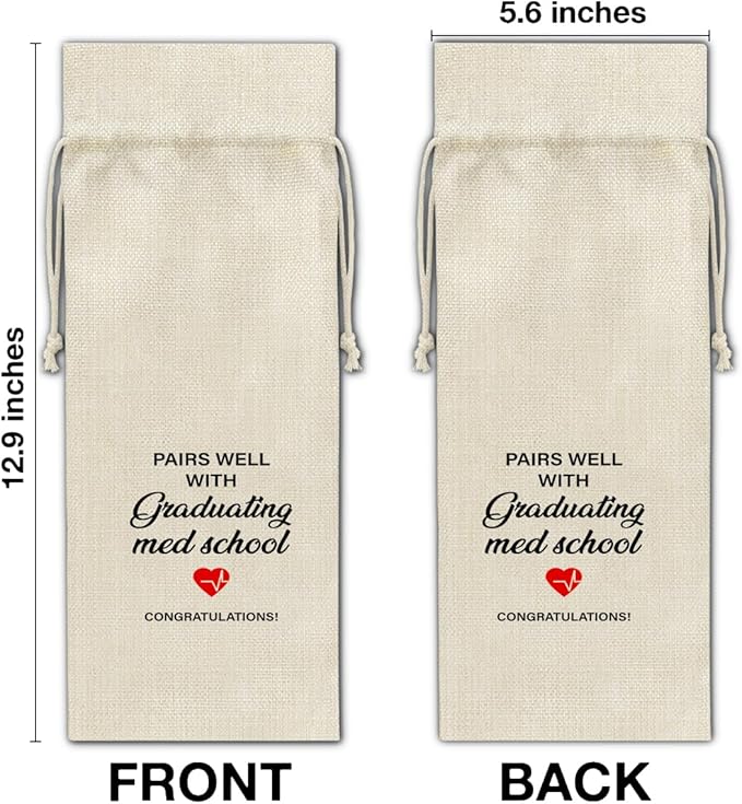 HOIJAUMAI Med School Graduation Gifts Med School Graduation Wine Bag Pairs Well with Graduating Med School Wine Gift Bags for Women Men