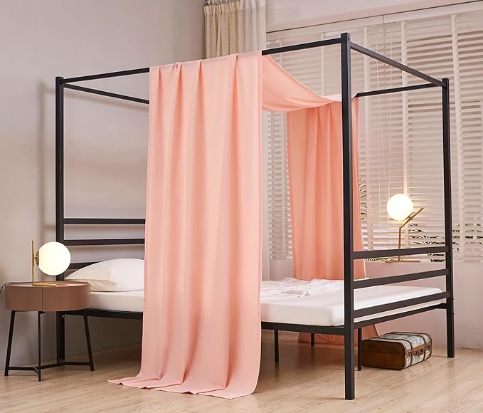 Akiky Montessori Floor Bed Canopy Curtains Linen Canopy for Kids House Bed Canopy Scarf for Toddler Adult Bed Frame Canopy Panel Nursery Room Decor (Twin,Pink)