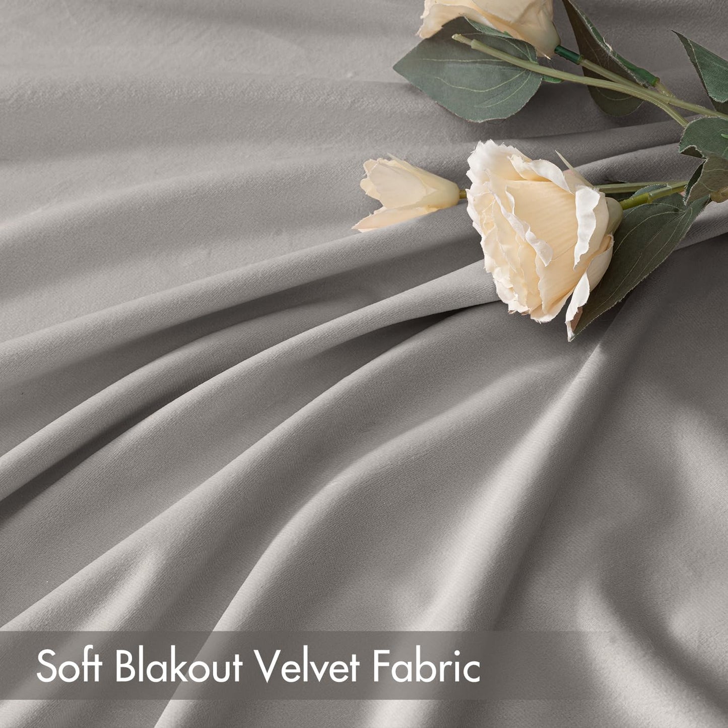 MIULEE Silver Velvet Curtains Thermal Insulated Blackout Curtain Drapes for Bedroom Living Room Darkening 96 Inches Long Curtains Panels Rod Pocket Set of 2