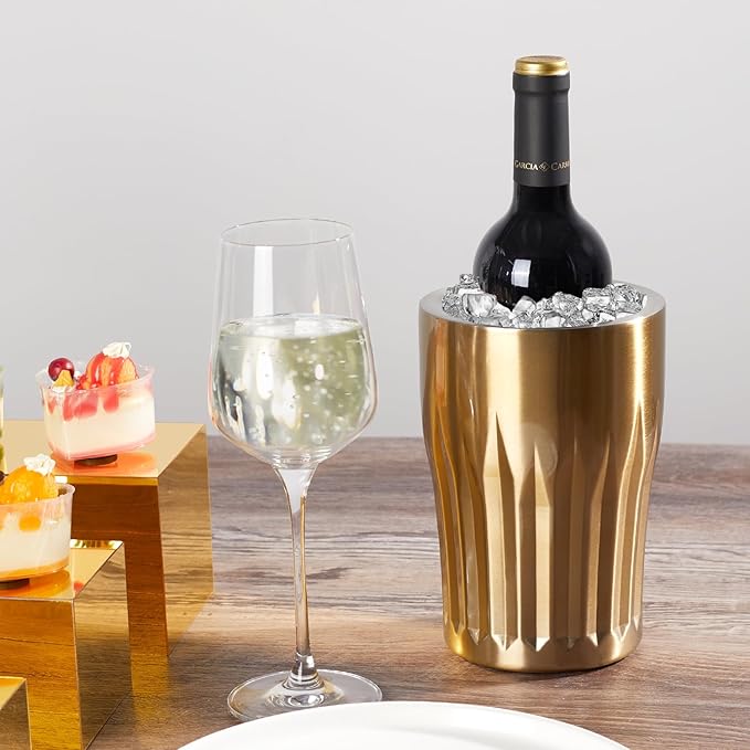 Gold Wine Chiller Vertical Stripe Pattern Wine Bottle Cooler