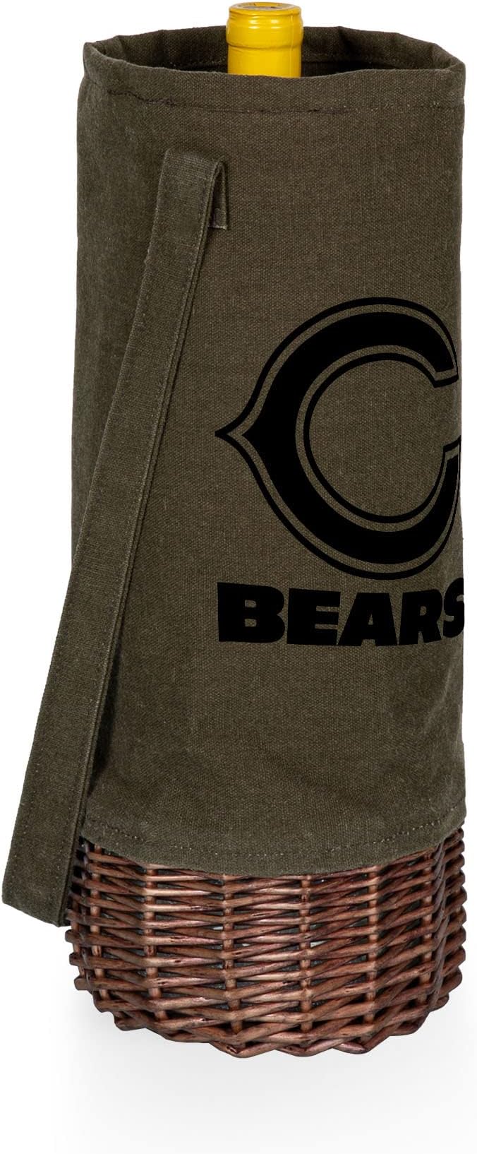 PICNIC TIME NFL Unisex-Adult NFL Malbec Insulated Canvas and Willow Wine Bottle Basket