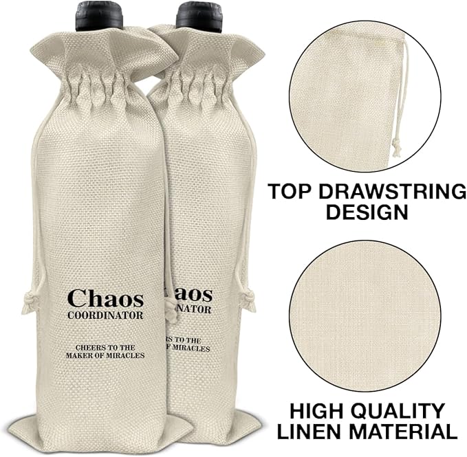Chaos Coordinator Gifts Wine Bag Thank You Gifts for Coworker Boss Manager Teacher Nurse Doctor Chaos Coordinator Wine Gift Bag