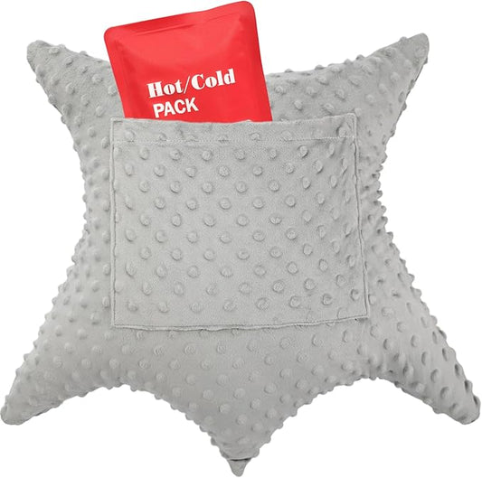Heart Surgery Pillow Shock Absorbing for Open Heart Surgery After Bypass Coughing with 2 Pockets - Recovery Gifts with Hands Placement Pouch, Minky Dot Gray