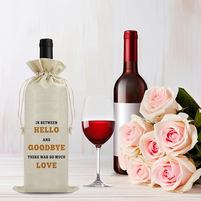Coworker Leaving Gifts Retirement Gift for Coworker Funny Wine Bags New Job Gift Going Away Gift for Women Men Reusable Wine Gift Bag Friendship Farewell Gift for Friend Colleague Burlap Wine Wrap Bag