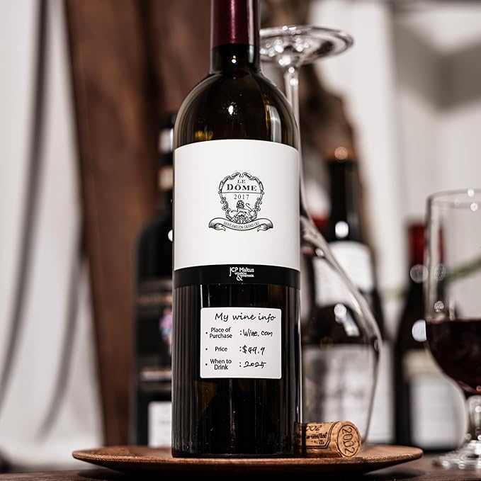 Wine Bottle Information Name Tag Stickers for Bottle Detailing (60pcs) - Place of Purchase, Price, Tasting Notes - Ideal for Tasting Events, Cellars, and Gifting