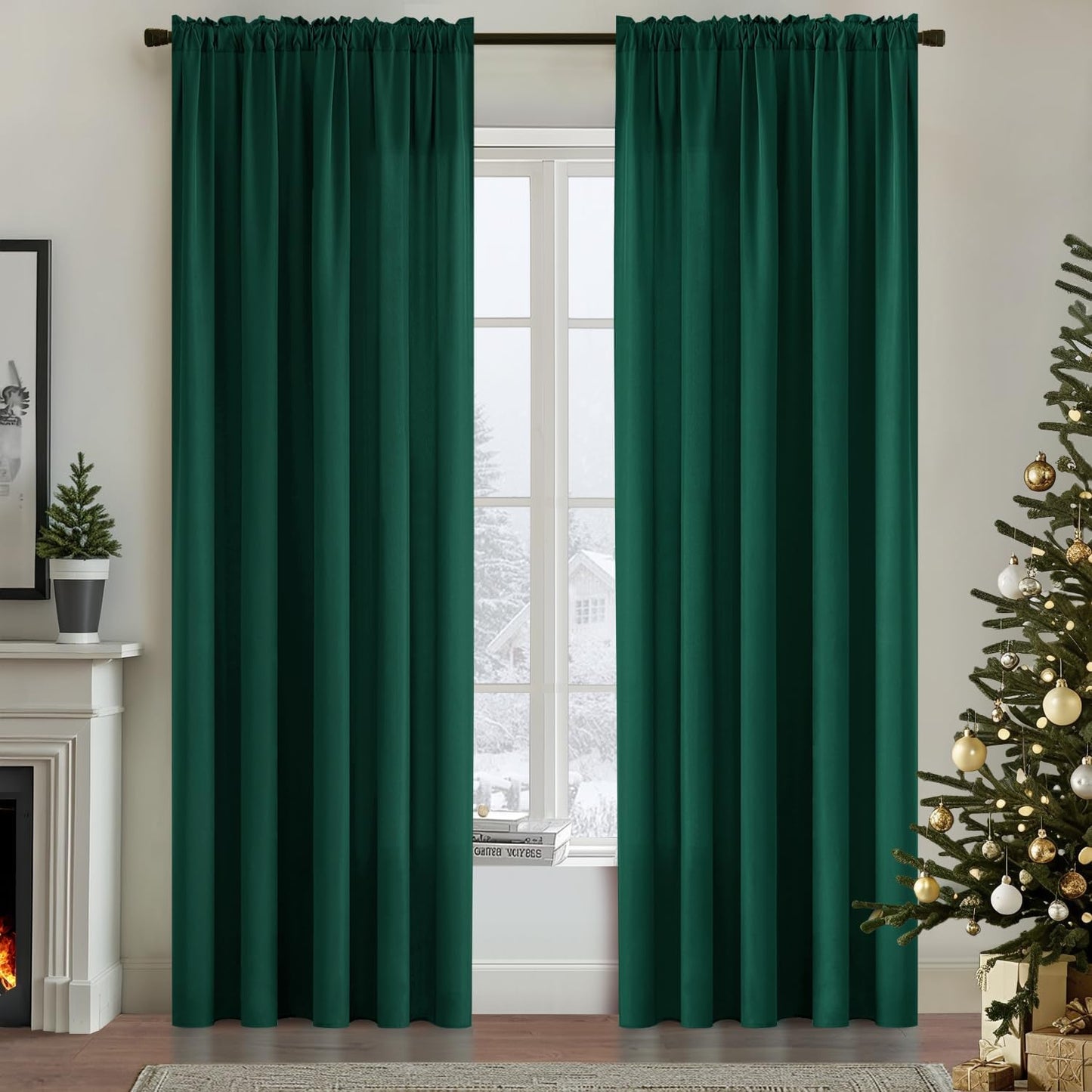 MIULEE Hunter Green Privacy Sheer Curtains That Let Light in 84 Inches Long Non-See-Through Semi Sheer Curtain Light Filtering Window Christmas Drapes for Living Room Bedroom 2 Panels Set 42 X 84