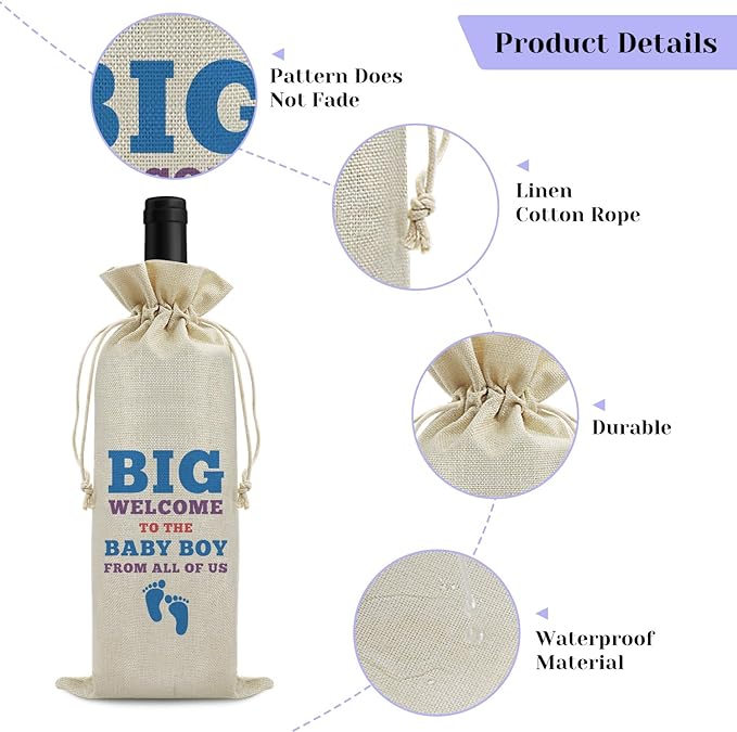 Pregnancy Announcement Gift Baby Gender Reveal Gift Wine Bag for Husband Friends Grandparents New Baby Gift Baby Shower Party Decors Wine Gift Bag Pregnancy Gift for Women Drawstring Wine Wrap Bag