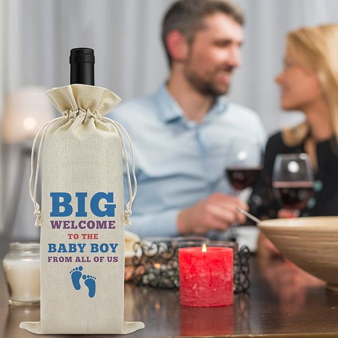 Pregnancy Announcement Gift Baby Gender Reveal Gift Wine Bag for Husband Friends Grandparents New Baby Gift Baby Shower Party Decors Wine Gift Bag Pregnancy Gift for Women Drawstring Wine Wrap Bag