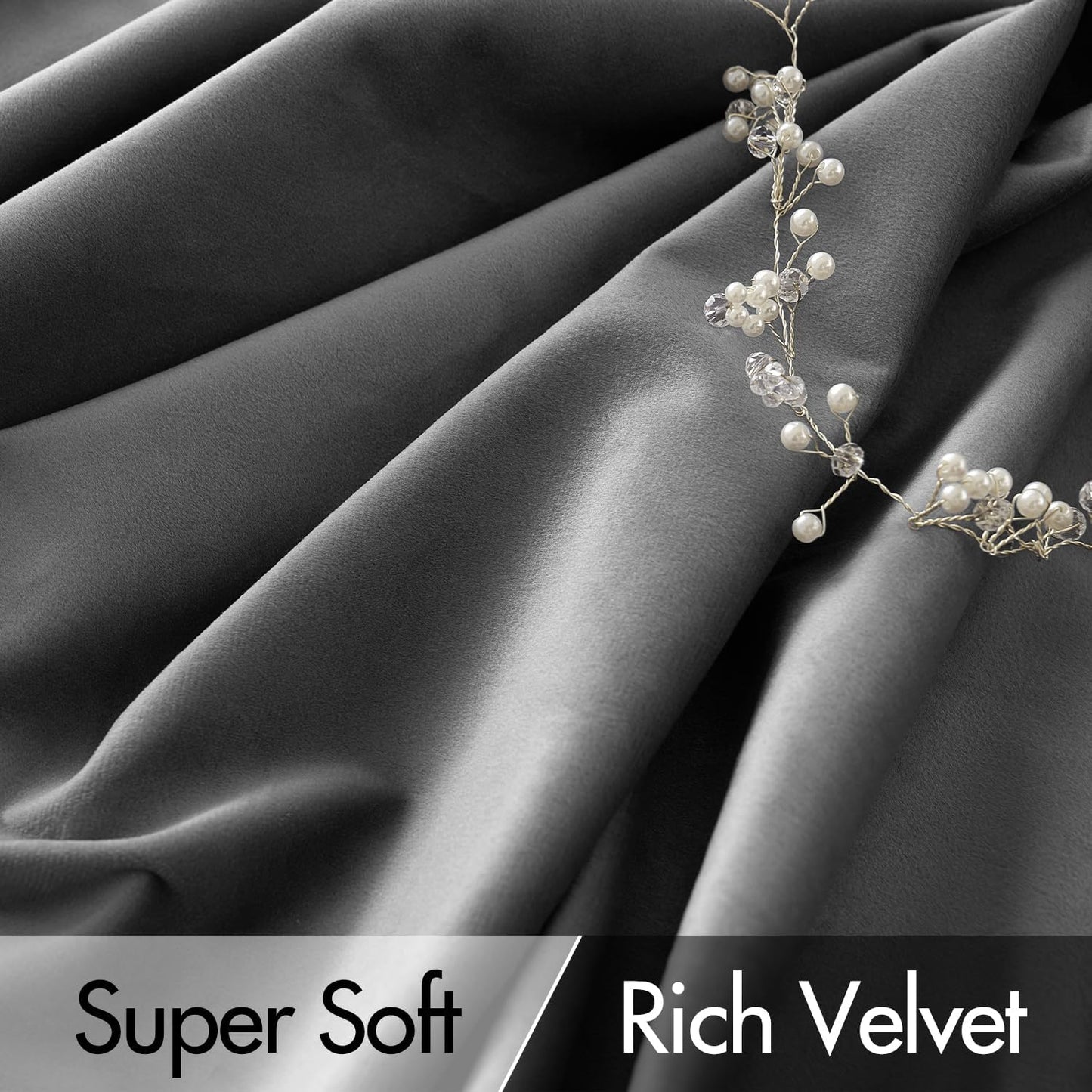 MIULEE Grey Velvet Curtains 84 inches Long 2 Panels - Luxury Pinch Pleated Room Darkening Window Drapes for Bedroom Living Room Thermal Insulated Super Soft Blackout, Back Tab Rod Pocket Gray