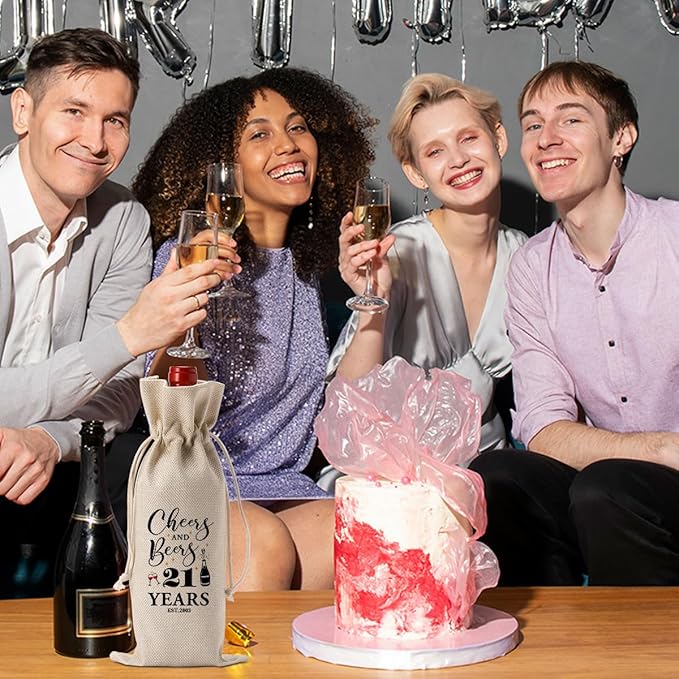 PKW Funny 21st Birthday Wine Bag, 21 Year Old Birthday Decorations for Her Women Him, 21st Birthday Gifts for Her Wine Bag, Twenty-one Years Old Birthday Gifts for Her Sister Friends Wine Gift Bag