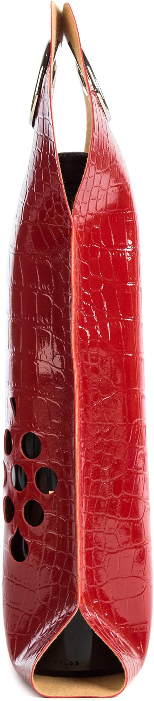 Leather Wine Bag with Handles Reusable Wine Carrier Bag Carrier Tote PU Leather Wine Gift Bag for Party Picnic Travel for Wine Lover Color Red with Pattern 1 Bottle