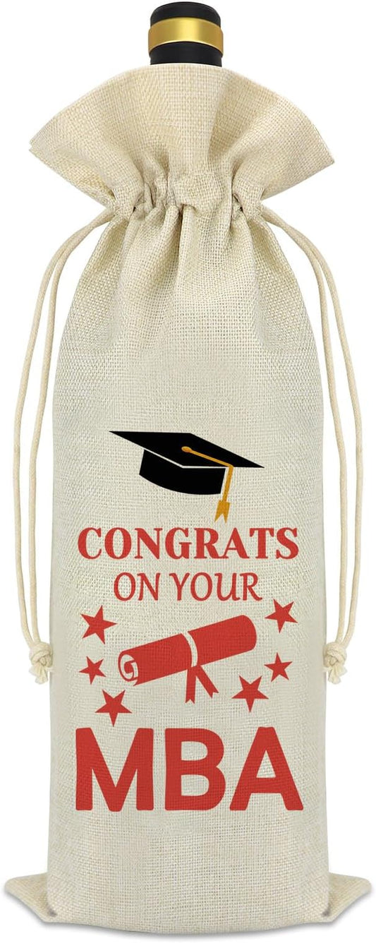 Graduation Gift for MBA Wine Bag MBA Degree Graduation Gift Graduation Party Decorative Wine Bags Graduation Gift for Master of Business Administration Degree Students Friend Wine Bottle Bag Cover