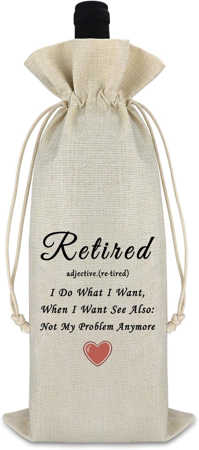 Funny Retirement Gifts for Women Men Going Away Gifts for Coworker Wine Bag Farewell Goodbye Gifts for Teacher Retirees Friend Birthday Christmas Gift for Colleagues Boss Retired Gift for Wife Mom
