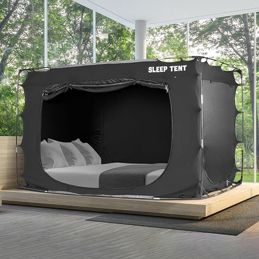 Bed Tent Canopy Full Size for Adult and Kids Portable Dream Tent Indoor Sleeping Tents 98% Blackout,Breathable Privacy Space on Bed with Three Doors (Mattress Not Included)…