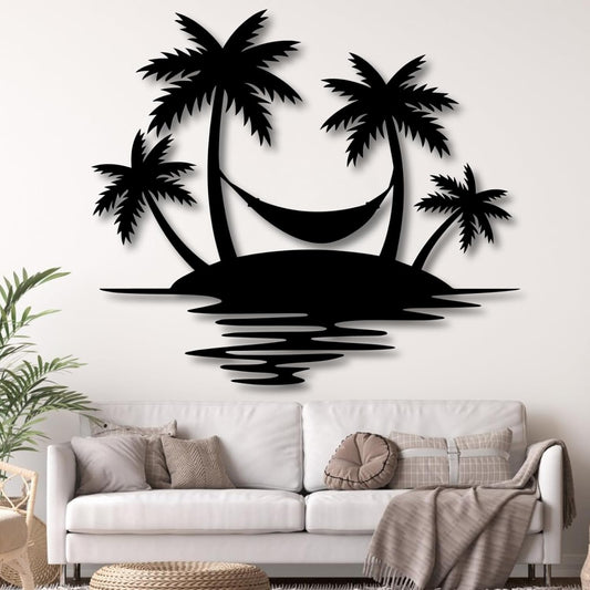 Palm Tree Metal Wall Decor,Palm Tree Outdoor Wall Art,Tropical Palm Tree Wall Decorations for Living Room,Outdoor Wall Decorations for House(28"×24",Black)