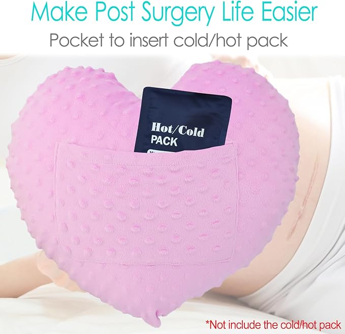 Heart Surgery Pillow for Open Heart Surgery After Bypass Coughing with Pocket Comfort Cushion Recovery Gifts Women Men Patients Minky Dot Lavender