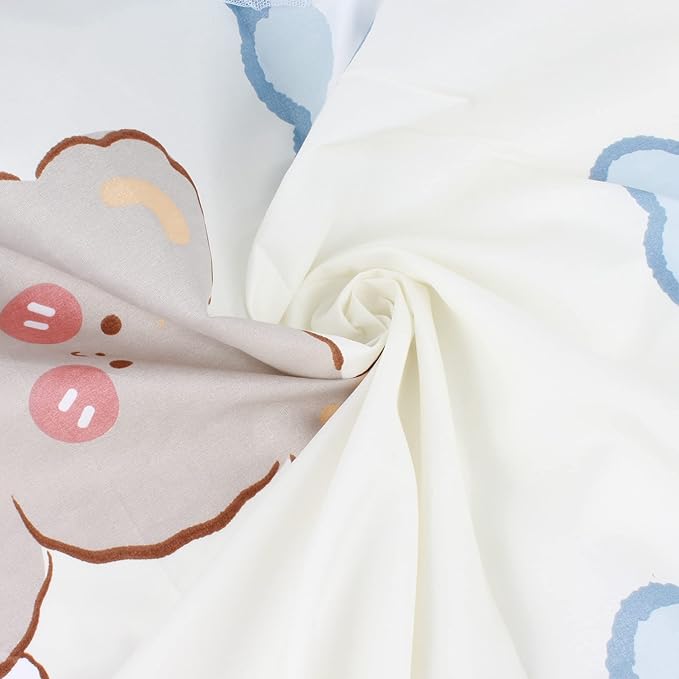 Beautiful Gauze Bunk Bed Curtains Drapes with Lace Privacy Bed Canopy for Bottom, 2 Panels, Bear Rabbit