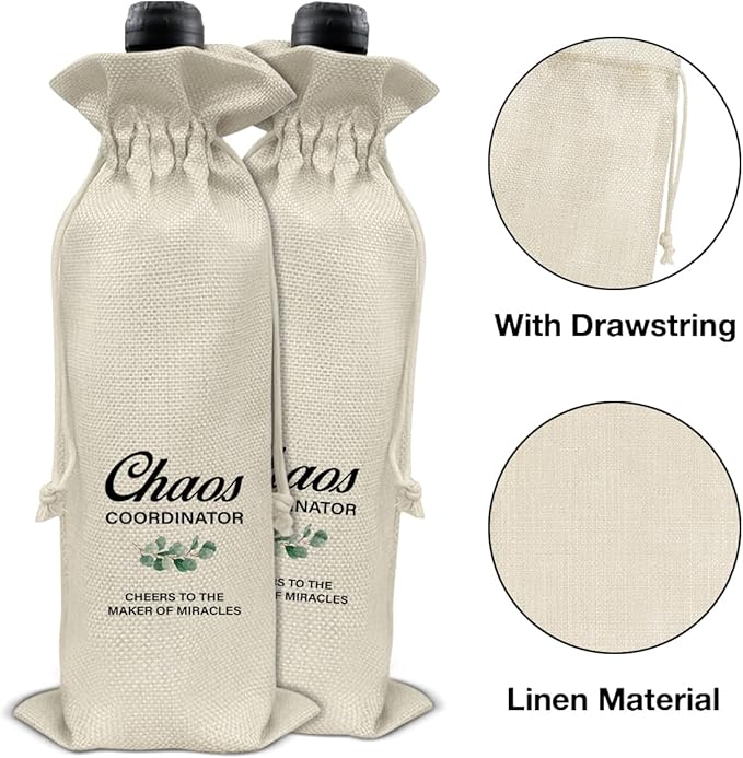 HOIJAUMAI Chaos Coordinator Gift for Women Men, Chaos Coordinator Wine Bag Chaos Coordinator Wine Gift Bags for Teacher Leader Mentor Coach Boss