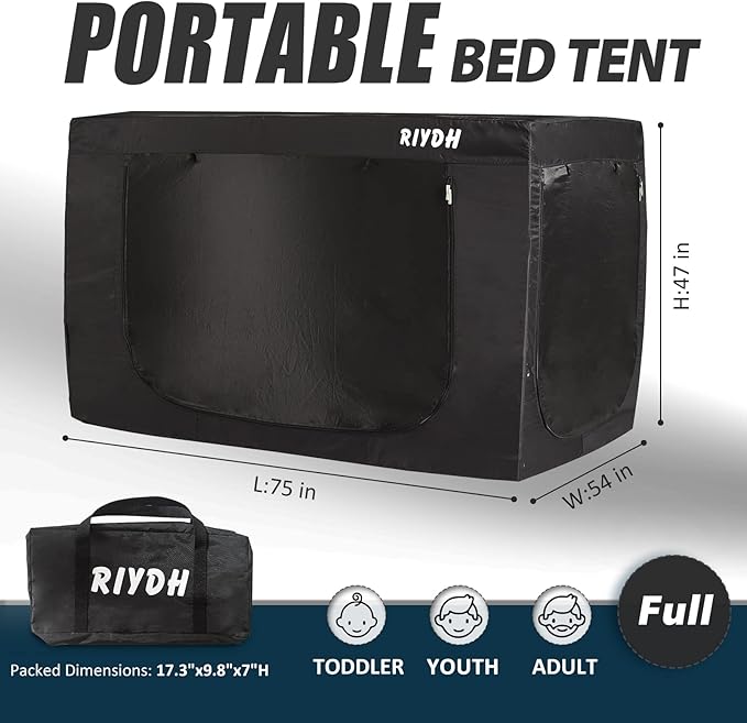 Bed Tent Bed Canopy Tents for Adult - Portable Dream Tent Indoor Sleeping Tents 70% Blackout with 3 Doors Breathable Private Space Tents