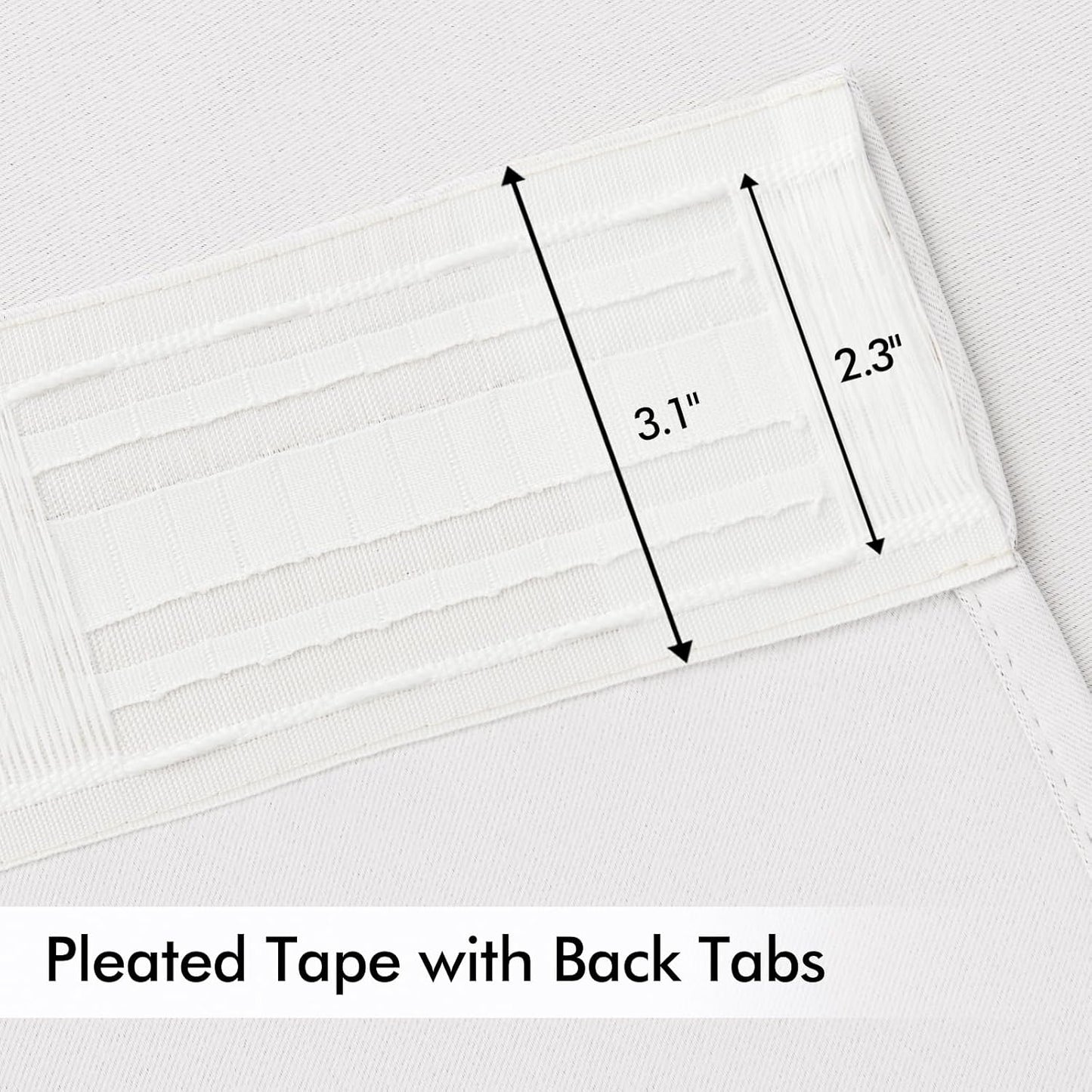 MIULEE Pure White Back Tab Light Blocking Curtains 63 Inch Length 2 Panels Set for Living Room Bedroom Privacy, Rod Pocket/Pinch Pleat Thermal Insulated Room Darkening Pleated Blackout Drapes