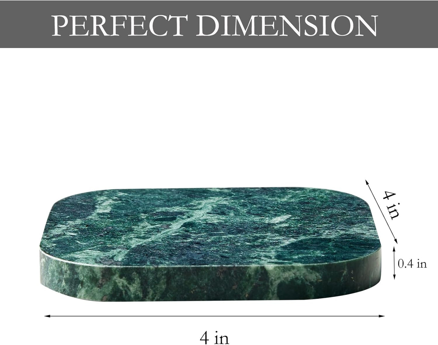 𝐈𝐭𝐚𝐥𝐢𝐚𝐧 Green Marble Coasters – Set of 4 – Square Modern Bar Coasters for Drinks, Coffee –Stone Holder for Home Décor, Housewarming Gifts (Dark Green)
