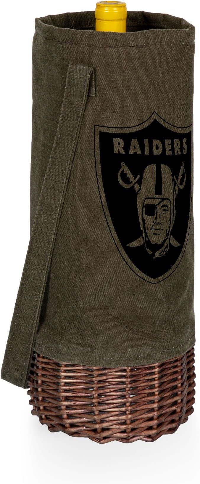 PICNIC TIME NFL Unisex-Adult NFL Malbec Insulated Canvas and Willow Wine Bottle Basket